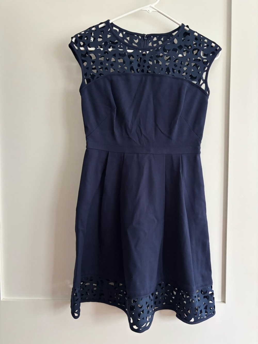 Ralph Lauren Navy Laser-Cut Fit & Flare Dress